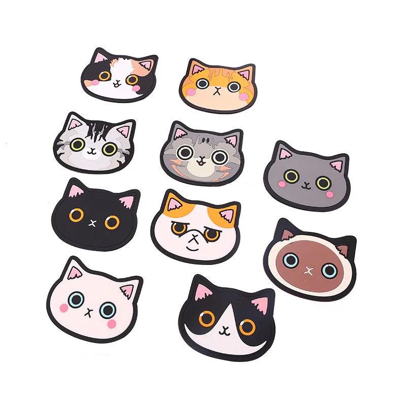 Adorable Drink Coaster - Set of cat-themed coasters in various designs.