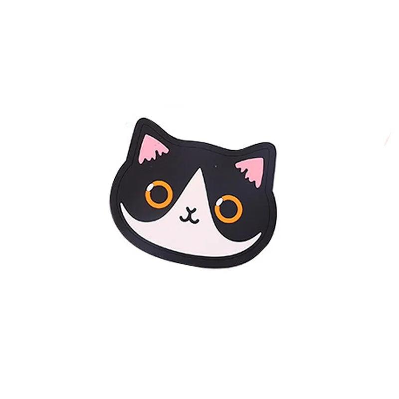 Adorable Drink Coaster - Gray cat-themed silicone coaster with a cute expression.