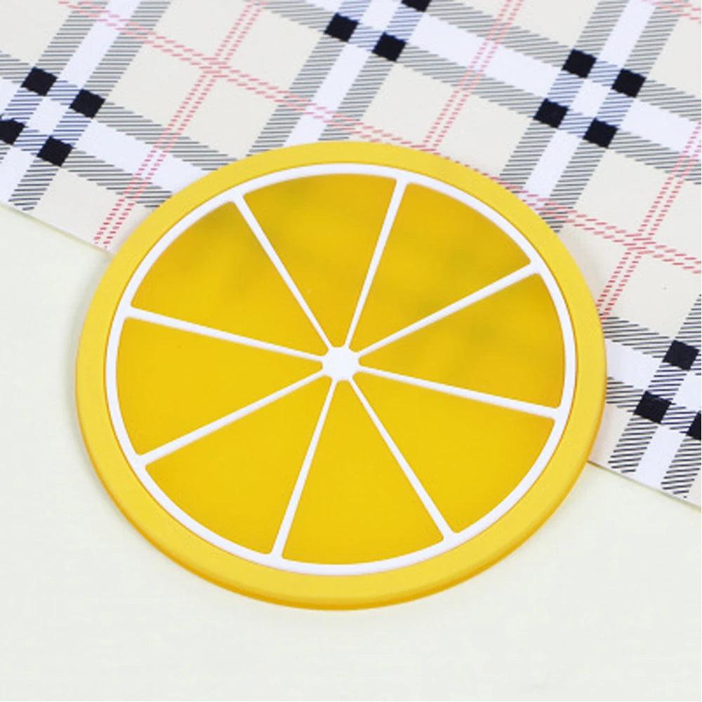 Adorable Drink Coaster - lemon-themed silicone coaster for cups and mugs.