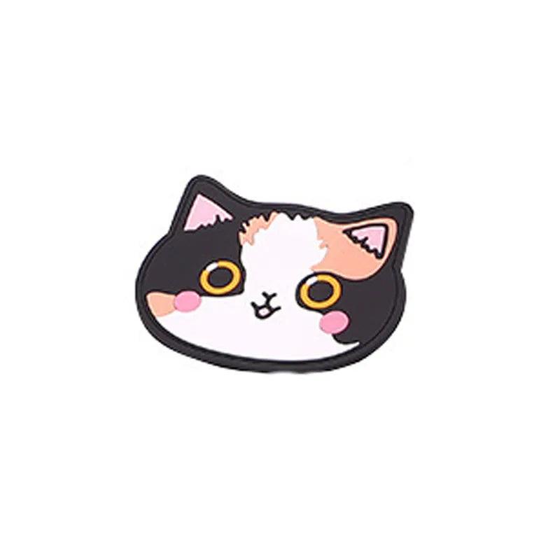 Adorable Drink Coaster - White cat-themed silicone coaster with a pink nose and yellow eyes.