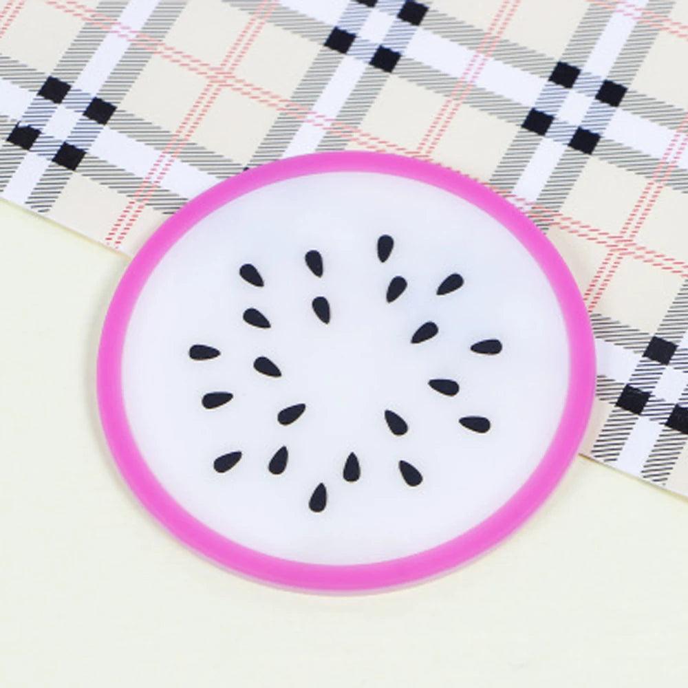 Adorable Drink Coaster -dragonfruit-themed silicone coaster for cups and mugs.