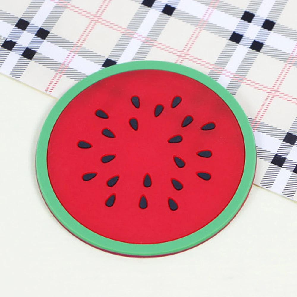 Adorable Drink Coaster - Melon-themed silicone coaster for cups and mugs.