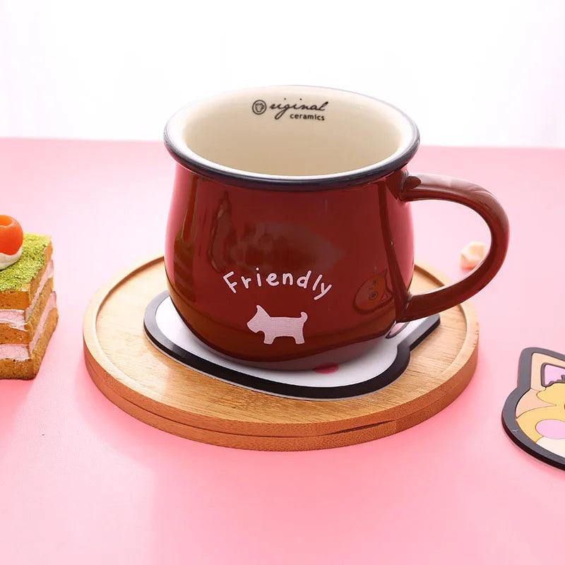 Adorable Drink Coaster - Cat-themed coaster with a cup of coffee placed on it.