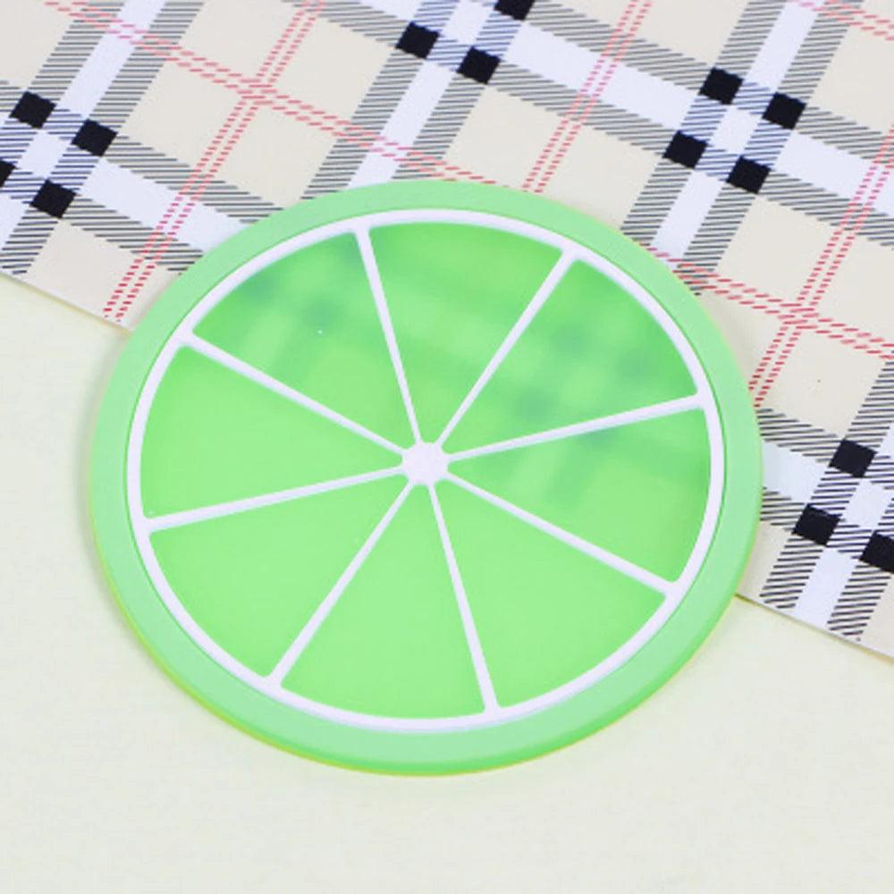 Adorable Drink Coaster - Lime-themed silicone coaster for cups and mugs.