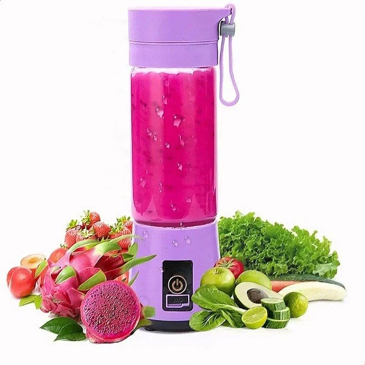 BlendyPro Mini Blender - Purple personal blender filled with a freshly blended smoothie.