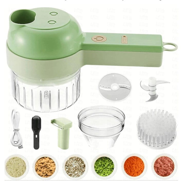 SlicerPro with its various attachments for versatile food prep.