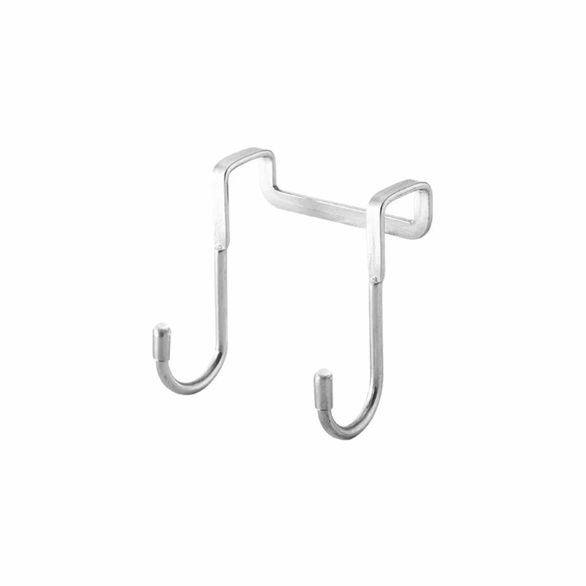 Space-Saving Double Hooks - Exclusive silver space-saving double hook on white background.

