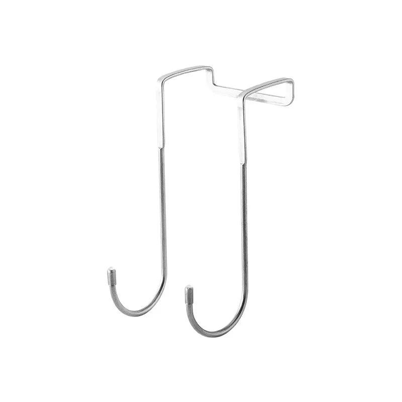 Large silver space-saving double hook on white background.